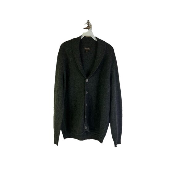Vintage 90s Cashmere Shawl Collar Cardigan Sweater Gray Dad Grunge - Picture 1 of 6